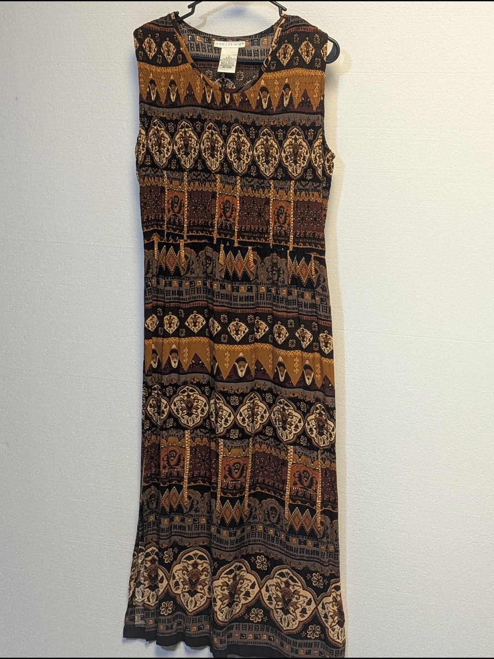 Madison Leigh Sleeveless Maxi Dress Size 8 Tribal Boho Geometric Print